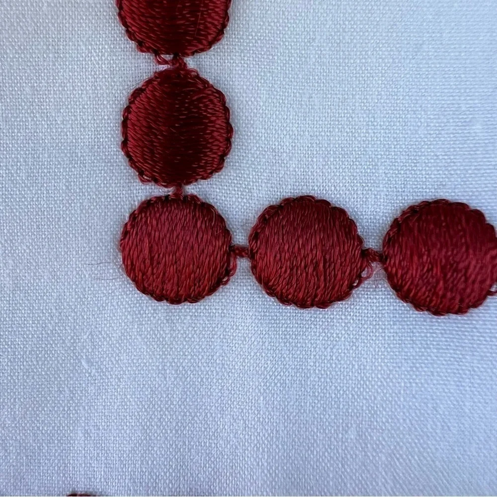 Pottery Barn Pearl Dot Embroidered Trim Duvet Set Ruby Red White Full Queen GUC